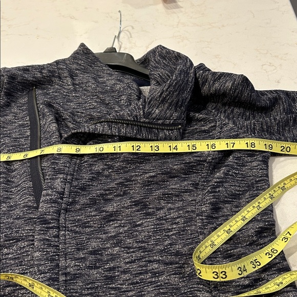 Asymmetrical Sweater Jacket moto look Navy Blue Full zip and short sleeve shell - Picture 10 of 13